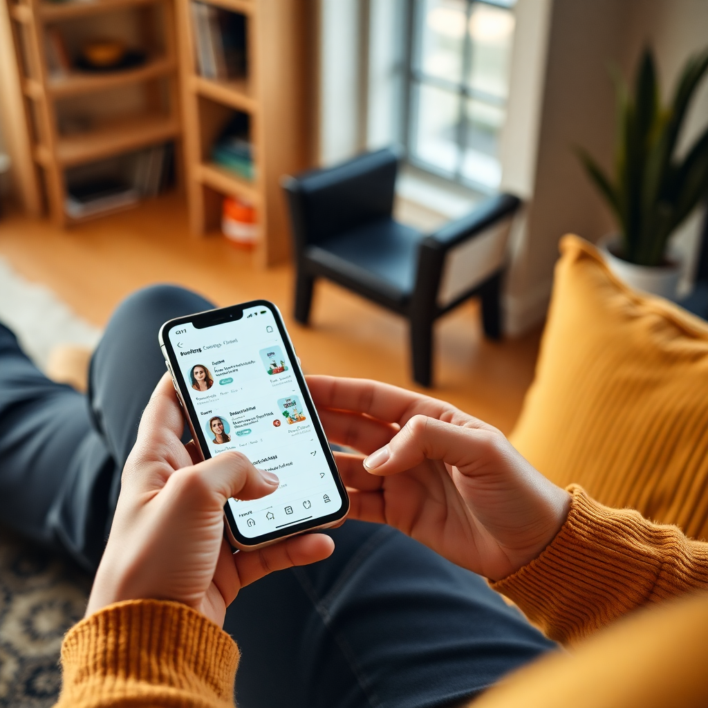 Seller managing marketplace listings on a smartphone